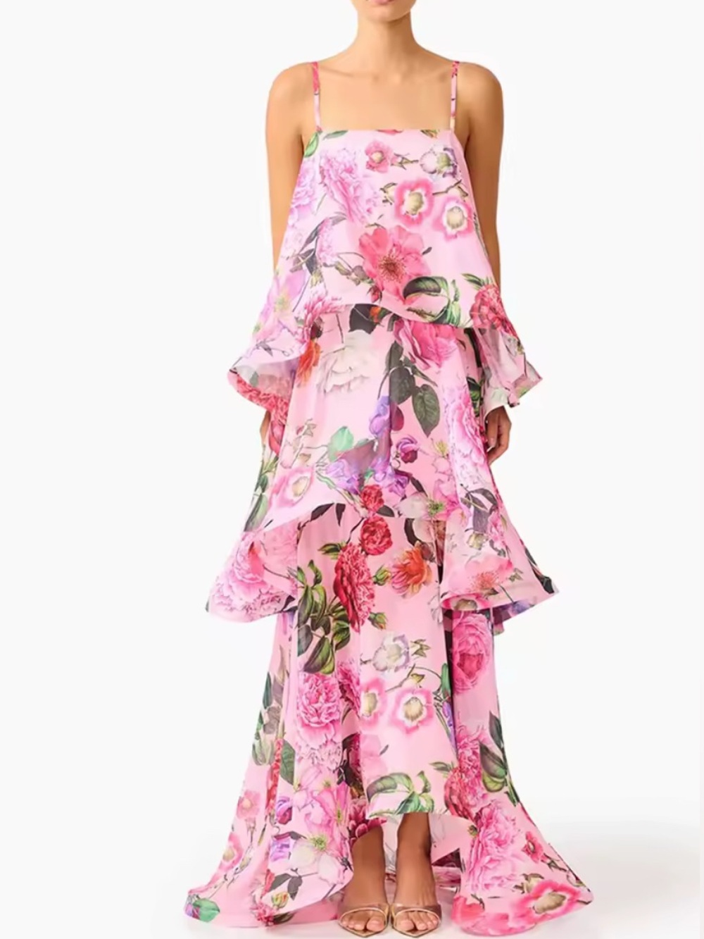 NEW $398 Marie Floral Tiered Maxi Dress